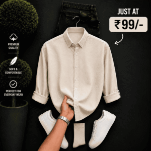 Men’s Cream Full Sleeve Shirt – Premium Formal & Casual Wear