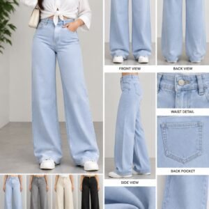 Light Blue High-Waist Wide-Leg Jeans