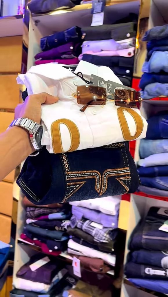 Men's White Graphic Shirt and Blue Denim Jeans Set | Versatile Smart-Casual Collection