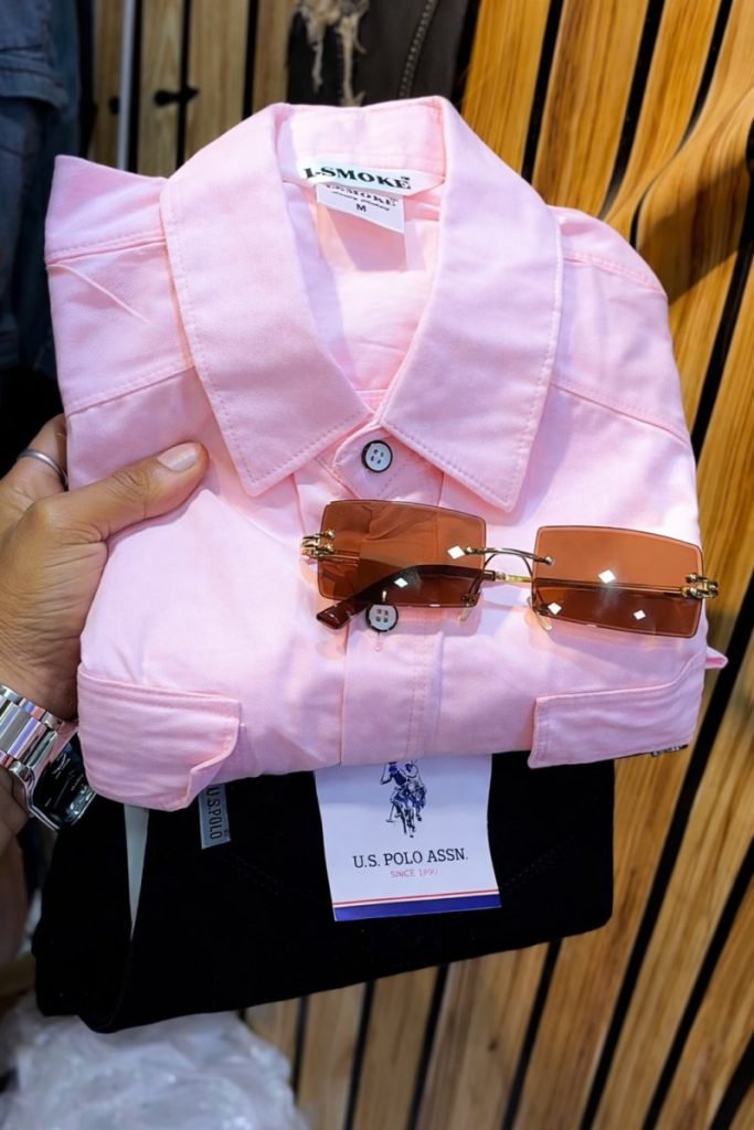 Men's Pink Casual Shirt with Black Pants Combo - Stylish Party Wear Outfit