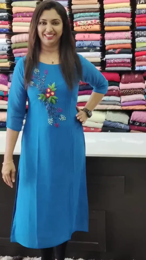 Sky Blue Embroidered Kurta for Women