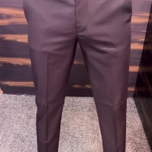 Men’s Wine Slim Fit Ankle Length Formal Trousers with Side Buckle Detail