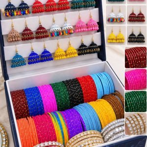 Multicolor Jhumka Earrings & Bangles Gift Box
