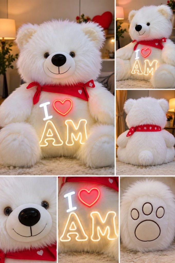 White Teddy Bear LED Light Lamp