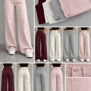 Blush Pink High-Waist Wide-Leg Jeans