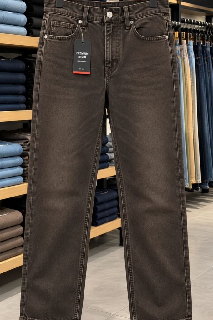 Men's Brown Washed Regular Fit Jeans