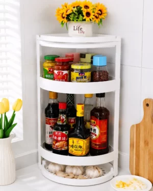 Contemporary Multi-Tier Corner Kitchen Storage Rack System