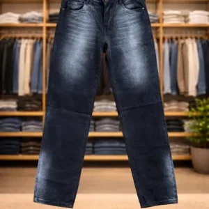 Men's Classic Black Washed Denim – Regular Fit Contemporary Jeans