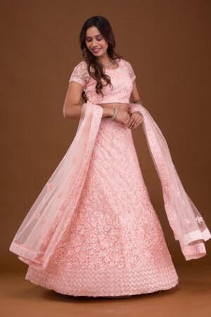 Sequins Net Readymade Lehenga - Elegant Indian Ethnic Wear